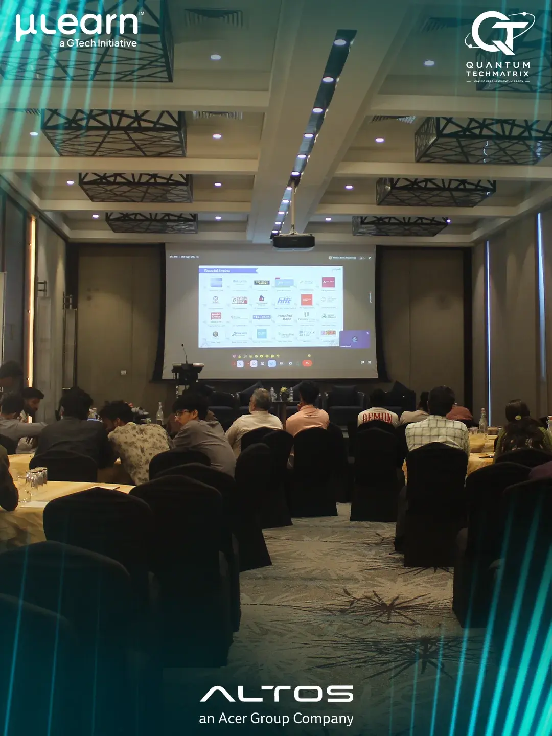 Speaker addressing the audience on quantum innovation