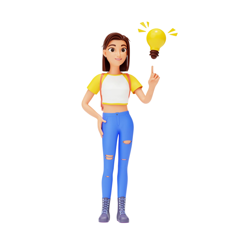 Learner Character with Lightbulb